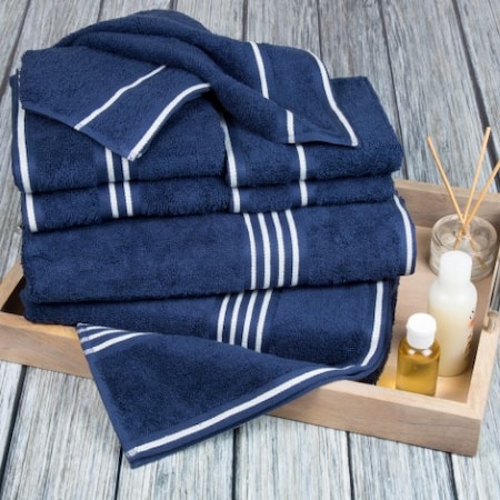 Hastings Home Rio 8 Piece 100 Percent Cotton Towel Set - Navy 198727KQK